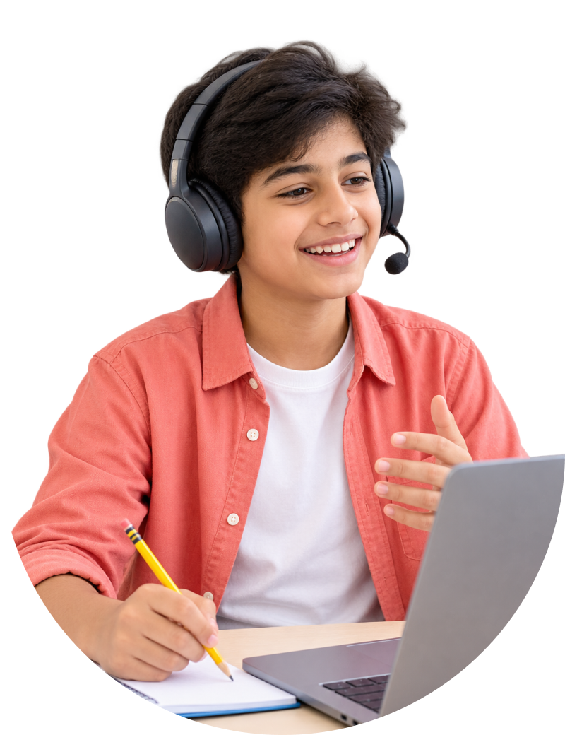 Student smiling during a live online class